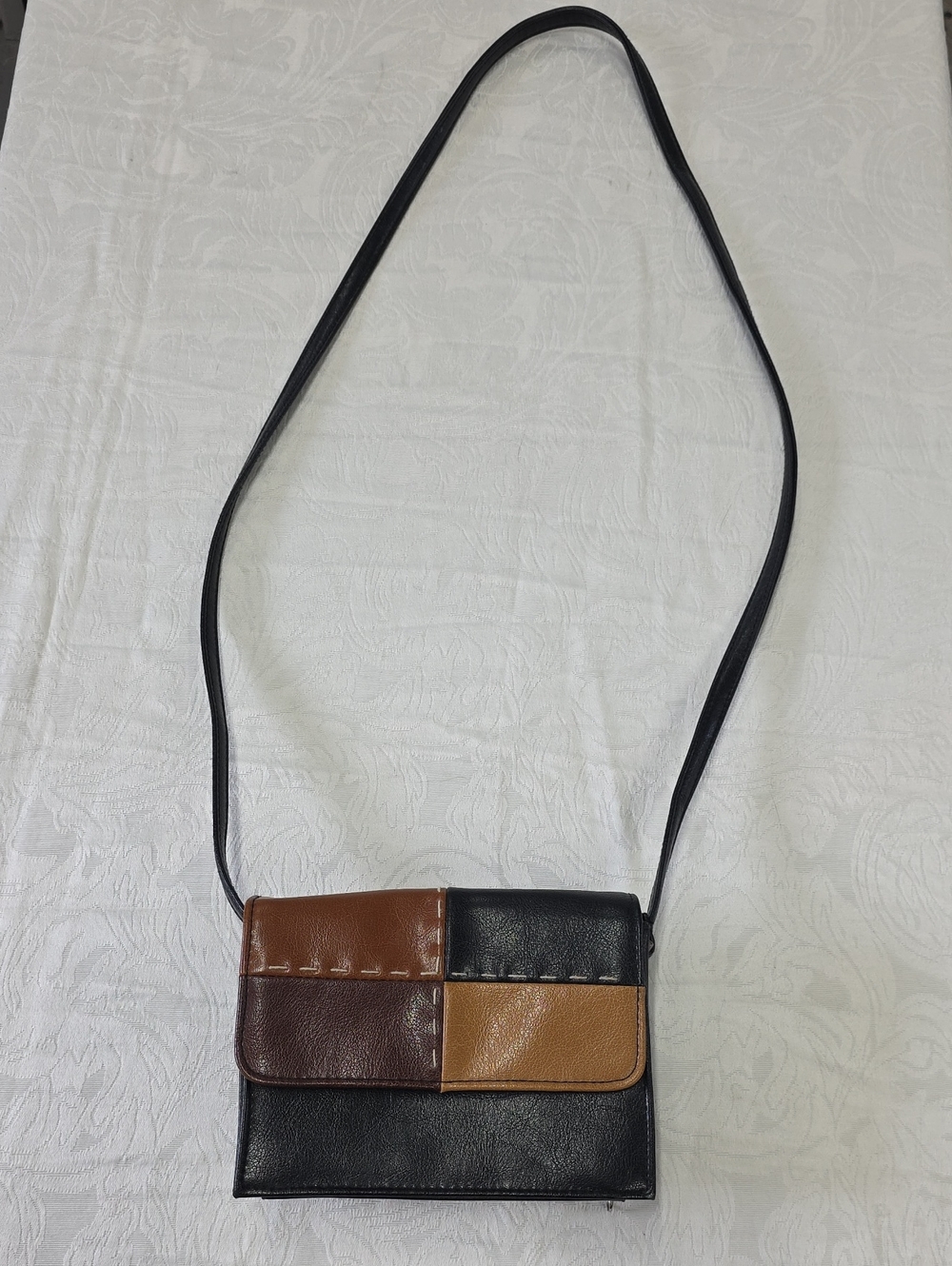 Women's Black & Brown Patchwork Crossbody Bag